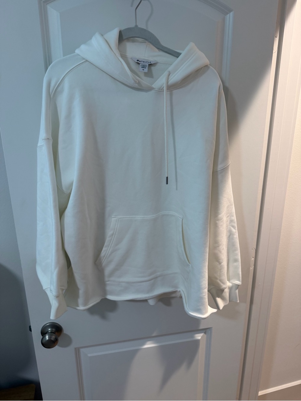 Athleta Ivory oversized Pullover Hoodie with matching shorts set
